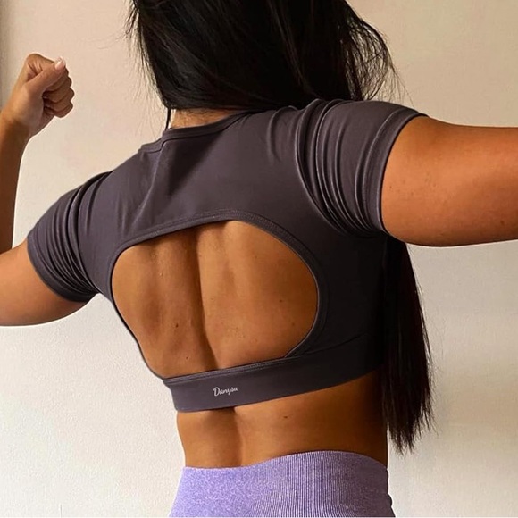 Danysu Open Back Crop Tops - Picture 2 of 3